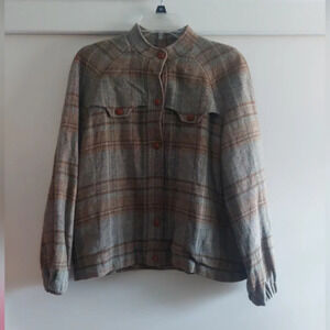 Stanley Blacker Wool Bomber jacket size 10 satin Lined wooden buttons